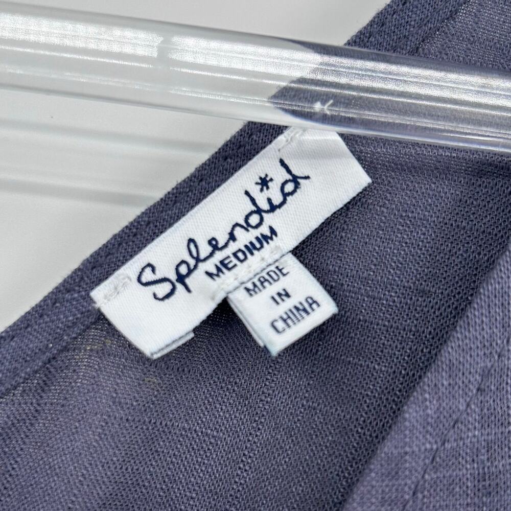Splendid Linen Blend Button Front Shift Dress Blue Sleeveless M Lightweight - Picture 6 of 12